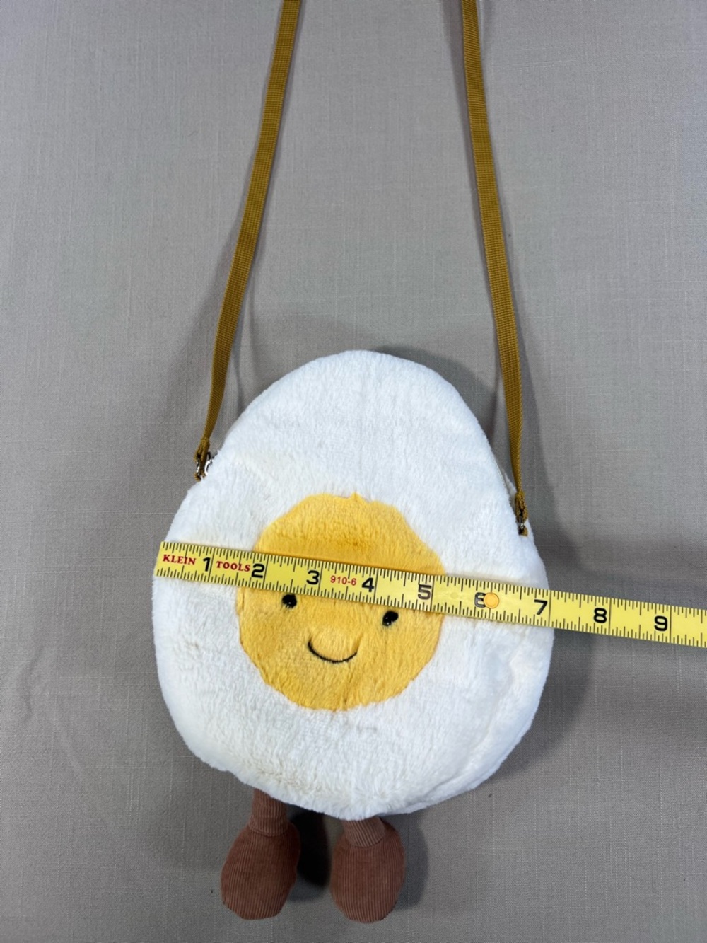 Jellycat Amuseable Happy Boiled Egg Crossbody Bag Plush White Yellow London - Picture 6 of 13